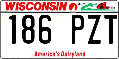 WI license plate 186PZT