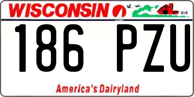 WI license plate 186PZU