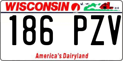 WI license plate 186PZV