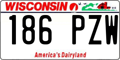 WI license plate 186PZW
