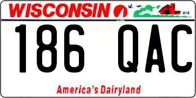 WI license plate 186QAC