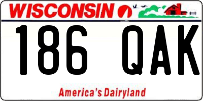 WI license plate 186QAK