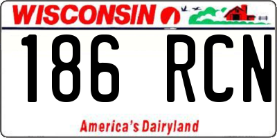 WI license plate 186RCN