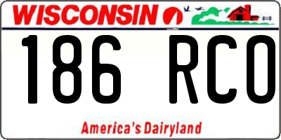 WI license plate 186RCO
