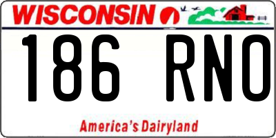 WI license plate 186RNO