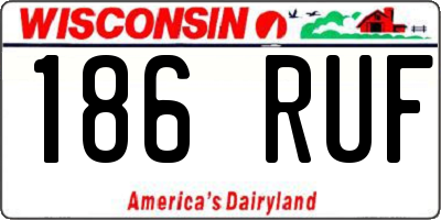 WI license plate 186RUF