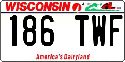 WI license plate 186TWF