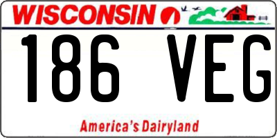 WI license plate 186VEG