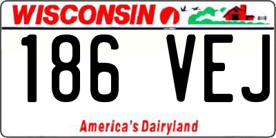 WI license plate 186VEJ
