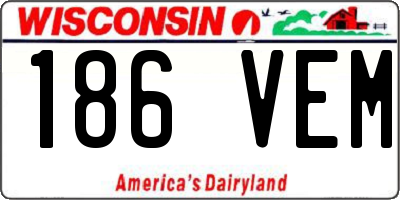 WI license plate 186VEM