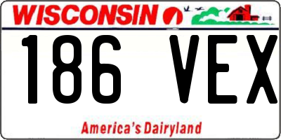 WI license plate 186VEX