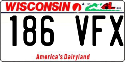 WI license plate 186VFX