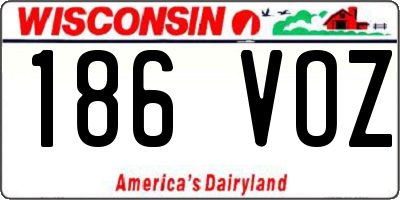 WI license plate 186VOZ
