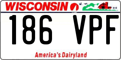 WI license plate 186VPF