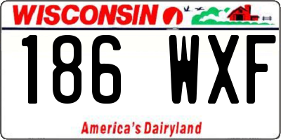 WI license plate 186WXF