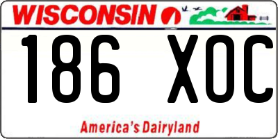 WI license plate 186XOC