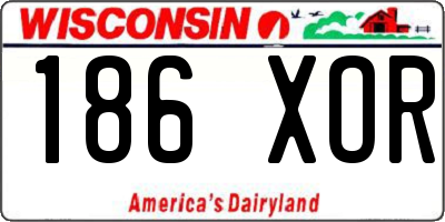 WI license plate 186XOR