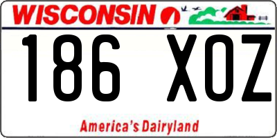 WI license plate 186XOZ