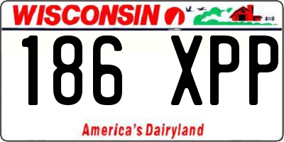 WI license plate 186XPP