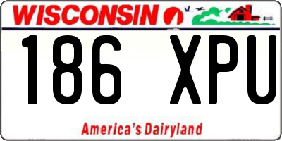 WI license plate 186XPU