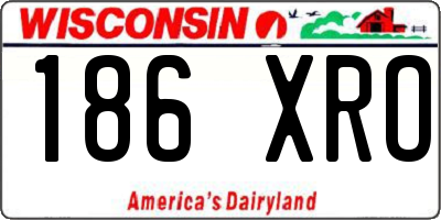 WI license plate 186XRO