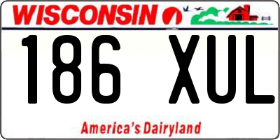 WI license plate 186XUL