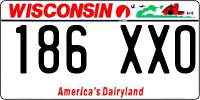 WI license plate 186XXO