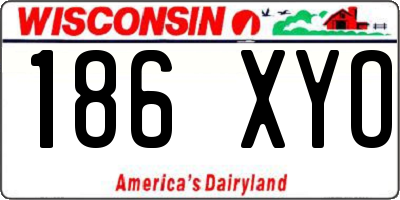 WI license plate 186XYO