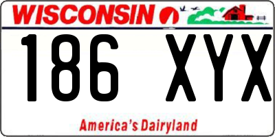 WI license plate 186XYX