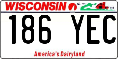 WI license plate 186YEC