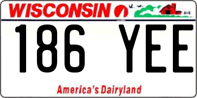 WI license plate 186YEE