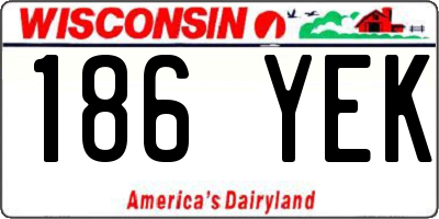 WI license plate 186YEK