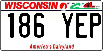 WI license plate 186YEP