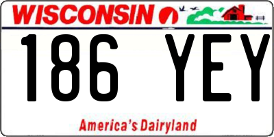 WI license plate 186YEY