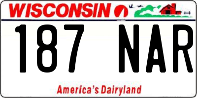 WI license plate 187NAR