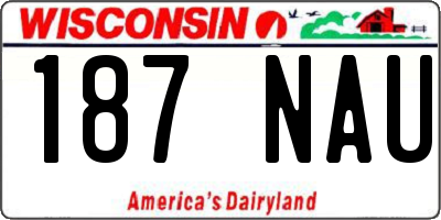 WI license plate 187NAU
