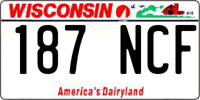 WI license plate 187NCF