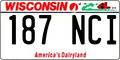 WI license plate 187NCI