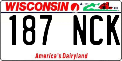 WI license plate 187NCK