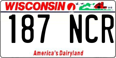 WI license plate 187NCR