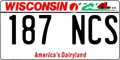 WI license plate 187NCS