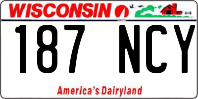 WI license plate 187NCY