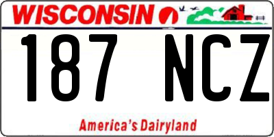WI license plate 187NCZ