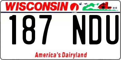 WI license plate 187NDU