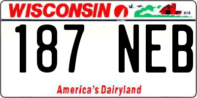 WI license plate 187NEB
