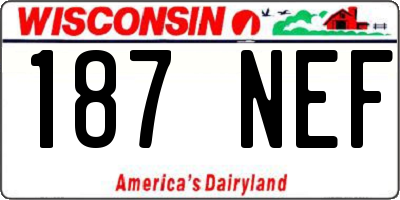 WI license plate 187NEF