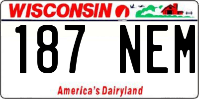 WI license plate 187NEM