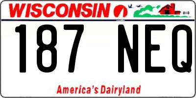 WI license plate 187NEQ