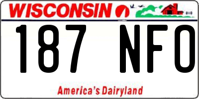 WI license plate 187NFO