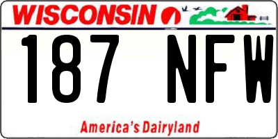 WI license plate 187NFW